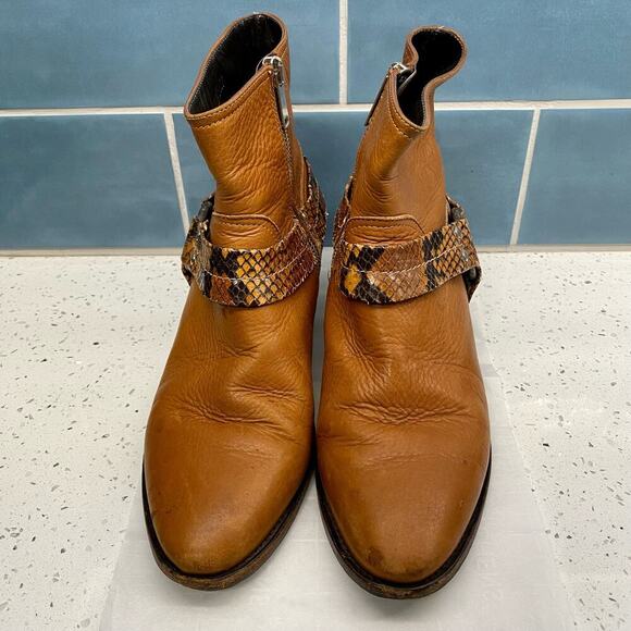 Golden Goose Deluxe Bretagne Distressed Leather Snake-effect Ankle Boots 38 - Picture 1 of 15